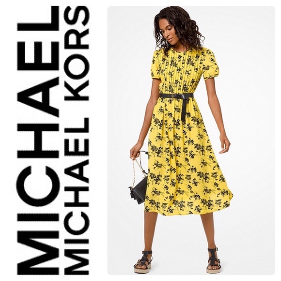 michael kors botanical print georgette dress